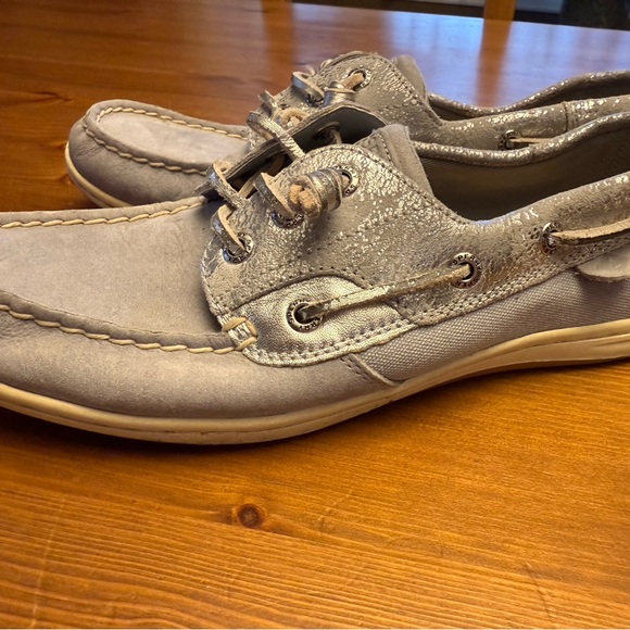 Sperry Blue Metallic Boat Shoes - Picture 2 of 3